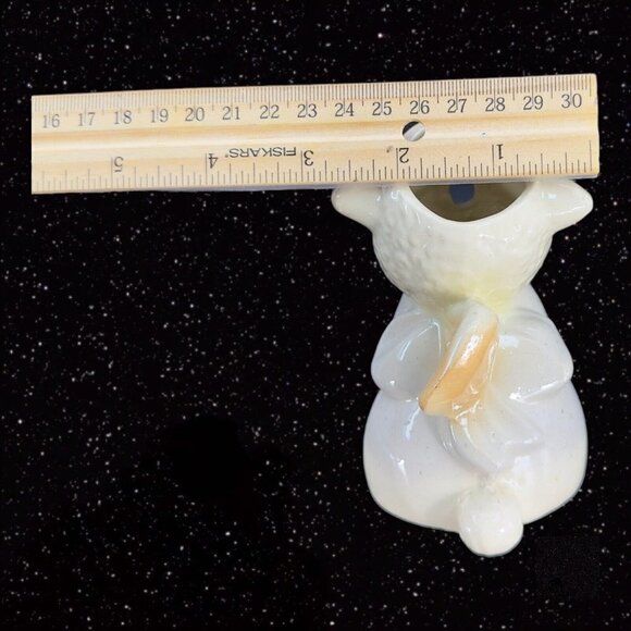 Antique Art Pottery Creamer Pitcher Vintage Lamb Sheep Hand Painted 4"Tall 3"W - Picture 6 of 9